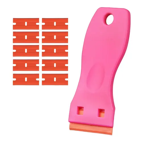 GOO GOO Tape Remover Scraper Tool Plastic Razor Blade Scraper with 10 Orange Replacement Blades, Hot Pink Plastic Scraper for Tape in Extensions, Effectively Removes Tape Residue #sohochic #TikTokShopFallDealsForYou