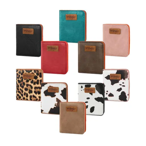 Wrangler Small Leopard Print Wallets Card Cases for Women with Rfid Lining and A Coin Purse