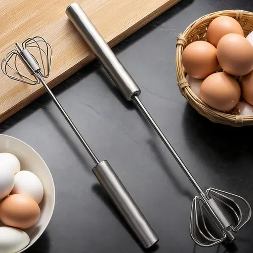 Manual Hand Egg Beater & Whisk Set - 2-Piece Baking Utensils, 4-Speed Adjustable Compact Cooking Equipment, No Battery Required, Easy-to-Use for Beginners, Ideal for Fluffy Cake Mix & Homemade Treats