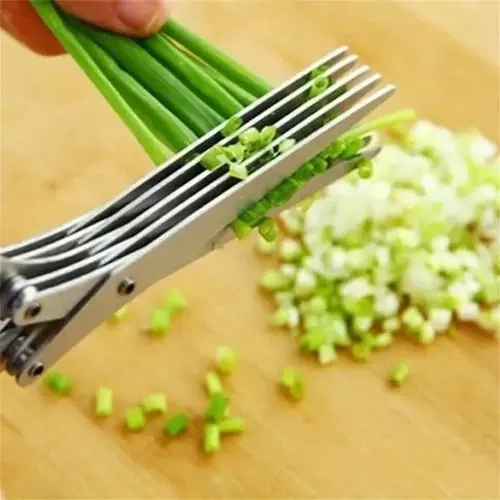 Stainless Steel Kitchen Scissors Multi-Tool - 5-Layer Rust-Resistant Serrated Kitchen Shears with Bottle Opener, Nutcracker, Can Opener, Compact Ergonomic Handle, Drawer-Easy Storage, Cutting Meat & Fruit, Home Cook Essential