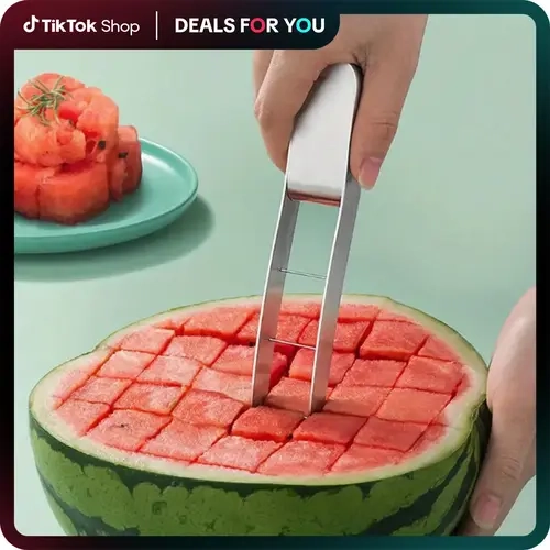 Stainless Steel Watermelon Cube Slicer - Rind-Penetrating Fruit Vegetable Cutter, Rustproof Time-Saving Kitchen Utensil, Durable Dicer for Eating Watermelon, Picnics, Visual Appeal Enhancement