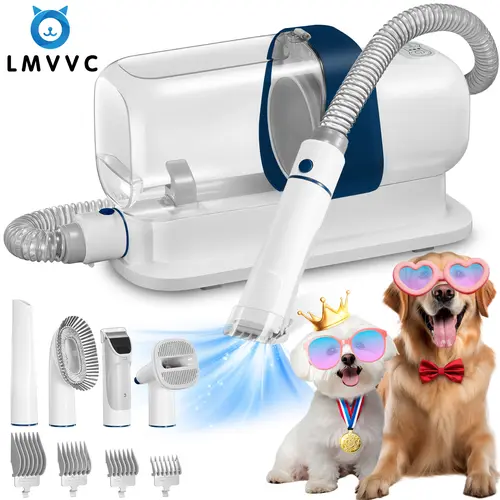 LMVVC Universal Multi-Suction Pet Grooming Clippers Kit - 2.3L Capacity, High-Quality Hose, Poodle Grooming Kit Supplies, Equipped with Shedding Hair Cleaning Tools & Fabric Brush, Newly Upgraded