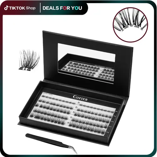 【Natural - as - Ever】Cofier Glue - Free DIY Lash Kit (8 - 14 mm) - Self - Adhesive, Comes with Tweezers! (80/100 Pcs) for a Quick and Natural Lash Makeover #Summervibes