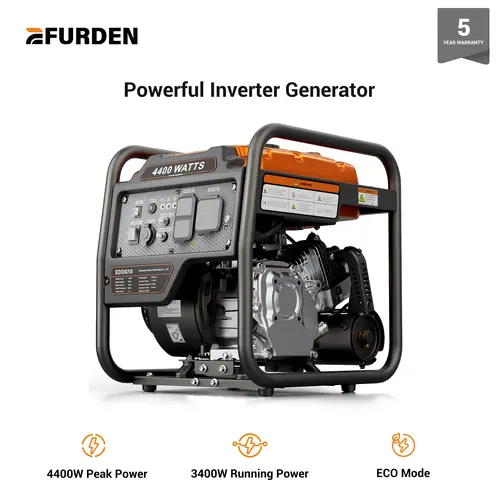 【Deals For You】Efurden Power Equipment 4400 Watts Inverter Generator Gas Powered, Portable Open Frame Generator, Low Noise with ECO Mode, RV Ready, Emergency Home Backup