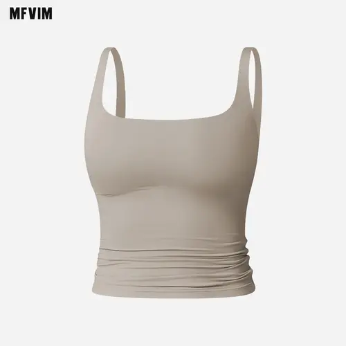 MFVIM Women's Solid Color High Performance Activewear Tank Tops High Stretch, Tummy Slimming, Breathable Sleeveless Gym Tee, Gymswear Tops for Women for Yoga, Gym