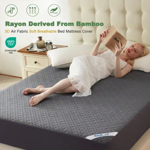【BEDLORE】Honeycomb Waterproof Fitted Sheet, Soft & Breathable Non-Slip Fabric with Deep Pockets, Machine Washable, Great for Daily Bedroom Use HomeEssentials