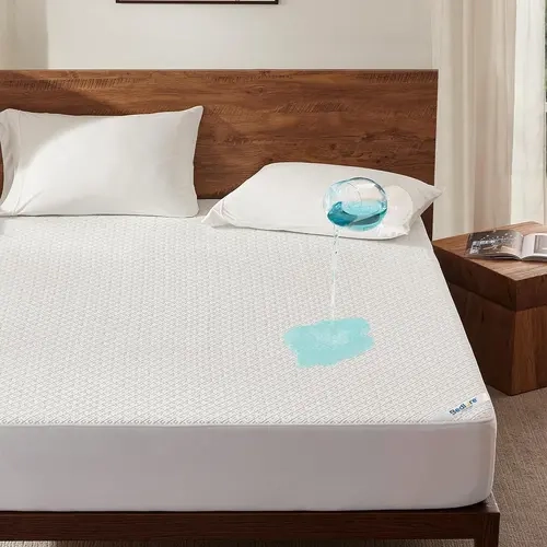 【BEDLORE】4-Grid Pattern Waterproof Fitted Sheet, Soft & Breathable Non-Slip Bed Sheet with Deep Pockets, Ideal for Bedroom & Home Use Bedsheets Soft Comfy Bedding HomeEssentials