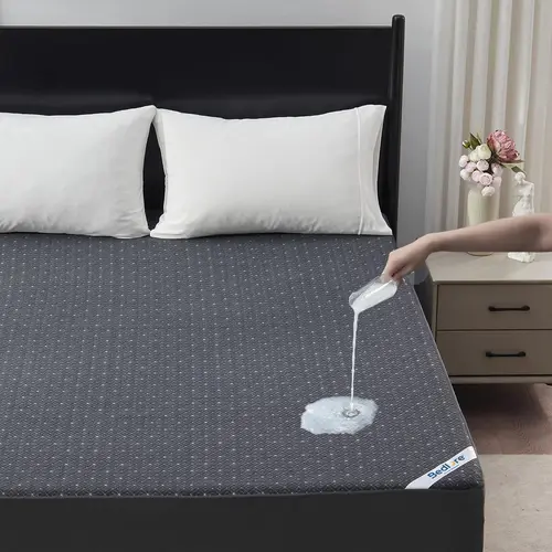 【BEDLORE】4-Grid Pattern Waterproof Fitted Sheet Mattress Protector, Soft & Breathable Fabric with Elastic Deep Pockets, Machine Washable, Ideal for Bedroom & Home Use HomeEssentials