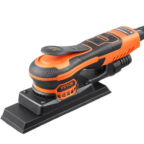 VEVOR 350W Brushless Motor 3/8" Pad Sheet Sander, 6-Speed Power Tool with Vacuum Port, Paddle Switch, Corner-Free Sanding, Low Vibration, Comfortable Operation, Ideal for Woodworking Tasks, 350W Motor