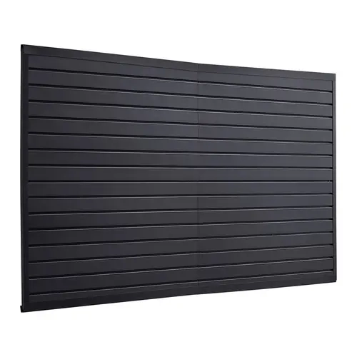 VEVOR Waterproof PVC Slat Wall Paneling, 8x4 ft Large Thick Cuttable 3D Panel Built for Garages & Workshops, Modular Adjustable Coupling Structure, Easy Slat Wall Installation, Stores Tools Ladders & Displays, Black, 3 In