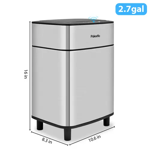 Pukomc Smart Sensor Bin - 2.7Gal Rectangular Space-Saving Bin for Kitchen/Bathroom/Office, Easy Clean, Hands-Free Motion Induction Touchless Trash Can Storage Organizing summerwins