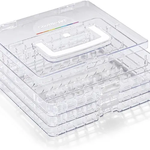 Shuttle Art 3-Layer Transparent Rectangular Desk Organizer Tidy - Stackable Acrylic 36-Slot Office Supply Holder, Portable Desk Accessories Storage for Families, Spot Clean Friendly