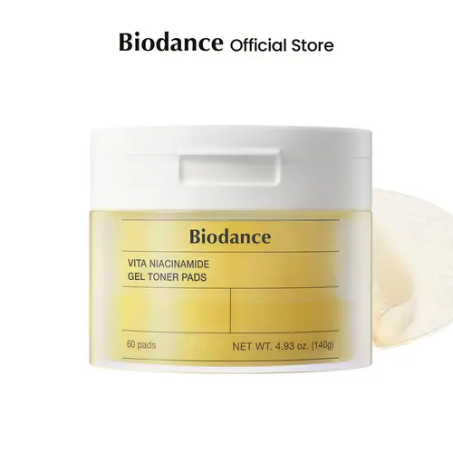 [Biodance Official] Vita Niacinamide Gel Toner PadsㅣSpot Correcting, Gentle Exfoliating, Evening Skin Tone, Brightening, Hydrating | 4.93 fl.oz.(140g), 60Pads