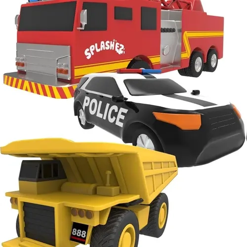 SplashEZ Unisex Mildew-Proof Solid Hole-Less Vehicle Theme Baby Bath Toys Set - BPA-Free Non-Toxic PVC Floating Fire Engine, Dump Truck, Car - for 1-3 Years Toddlers, Infant, Toddlers' Size, Safe Play for Small Swimmers, After Bathtime Use