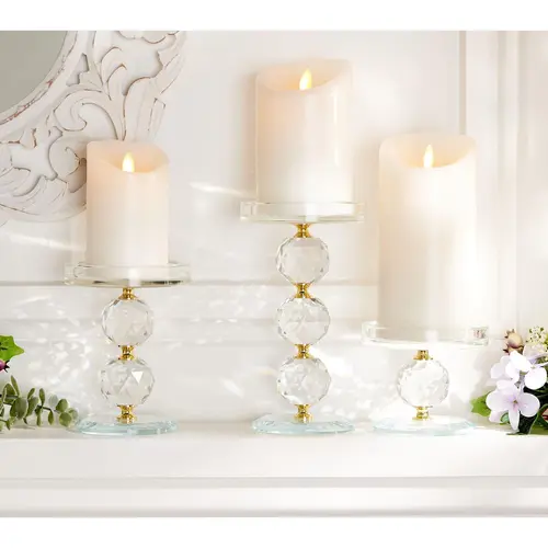 Set of 3 Faceted Glass Crystal Pedestals by Valerie