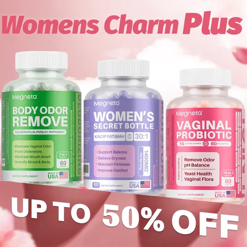 Megneta Women's Charm Power Pack - 120 Tablets - Body Odor Remove, Peppermint, Vitamin Supplement for Healthcare & Fitness