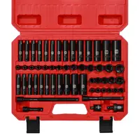 55PCS 1/4 Inch Drive Master Impact Socket Set, Metric/SAE, Deep/Shallow, 6 Point, CR-V, 5/32 Inch - 9/16 Inch, 4mm - 15mm, with Extensions,Adapters,Universal Joint Hand Tools Wrench, DEALS FOR YOU DAY