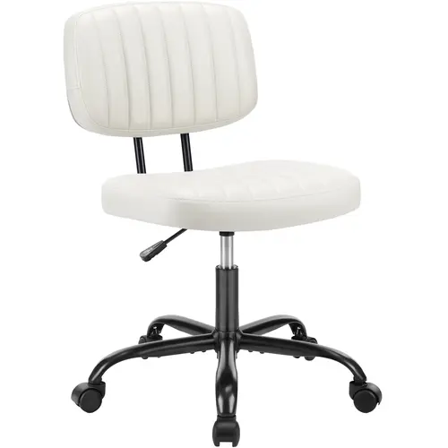 Sweetcrispy Ergonomic Office Chair - Armless, Low Back, Durable PU Leather, Lumbar Support, Height Adjustable, 360° Swivel, 250lb Capacity, Easy Assembly Required, Vertical Groove Design, SGS Certified, Ideal for Home Office Narrow Spaces, Bedrooms