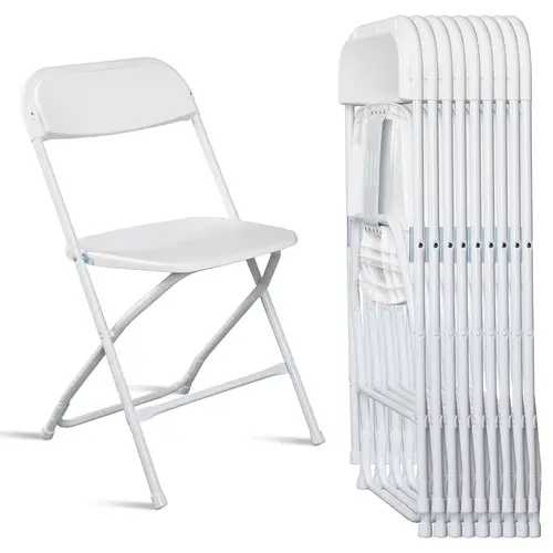 Karlhome 4/6/10 Pack Folding Chairs, White & Black, Steel Frame, 350lb Capacity, indoor/outdoor events, weddings, parties, gathering, Mother's Day Party Exclusive