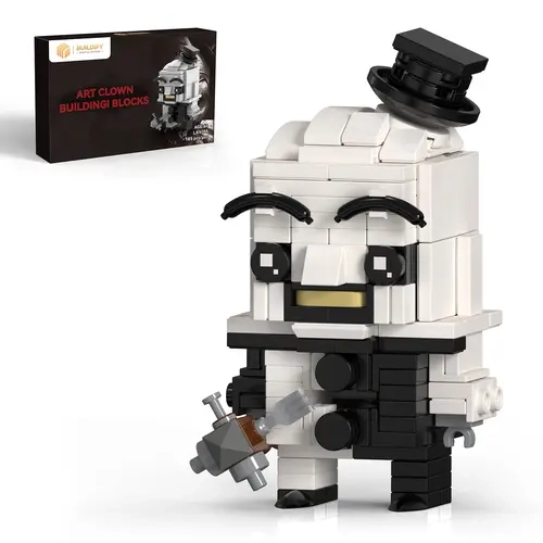 BUILDIFY Bulley Art Clown Building Block Set - 165 Pieces Eco Brick with Bold Black-White Design & Tilted Top Hat Compatible with Lego for Creative Adults & Teens Crafts - Artistic Collectibles