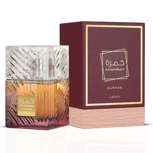Lattafa Khamrah Dukhan Premium Arabian EDP Perfume Spray for Men, 100ML (3.4 OZ) Alcohol-Based, Spicy Woody-Amber Fragrance Scent Blend, Bold Long Lasting Fragrance Single Item