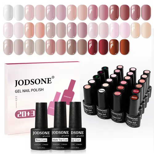 JODSONE 23PCS Gel Nail Polish Set Jelly Color Natural and Elegant Long Lasting Suitable for Home and Salon Salon
