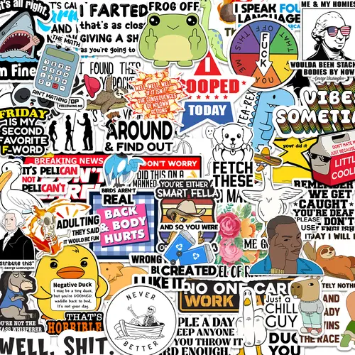 100Pcs Sarcastic Joke Fun Stickers Pack - Sass-Proof, Vivid, Waterproof Durable Vinyl Adhesive Labels & Stickers for Adults, Office, Laptop, Water Bottle