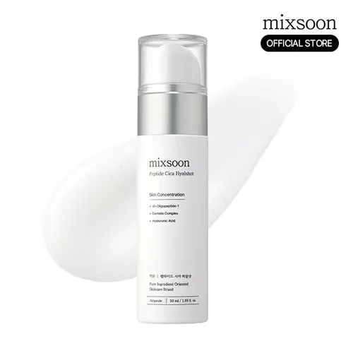[mixsoon Official] Peptide Cica Hyalshot (1.69 fl.oz/50ml) - EGF, Adenosine, Pore Care, Daily Skin Repair, Deep Moisturizing, Korean Glass Skincare