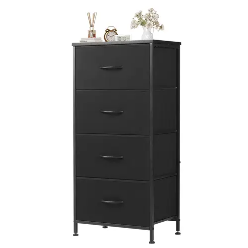 Sweetcrispy Practical 4-Drawer Skinny Fabric Dresser - Modern Minimalist Organiser Storage Cabinet, Chest of Drawers for Bedroom Dorm Room Indoor Furniture