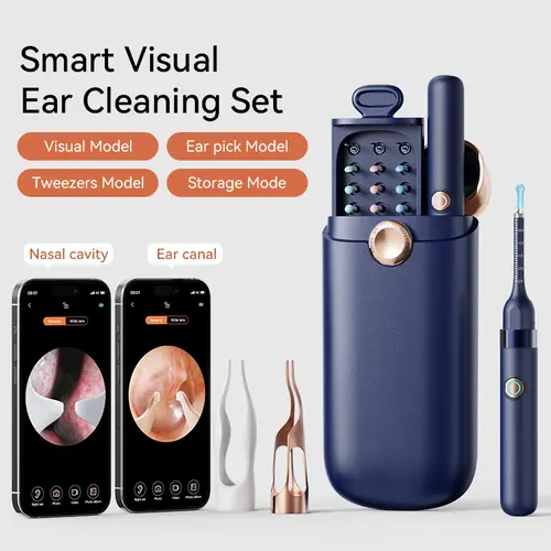 Silicone Ear Wax Removal Kit with 12 MP HD Camera, Portable 360° Wide-Angle Ear Cleaner, Type-C Rechargeable, Waterproof Endoscope for iOS & Android, Earwax Remover for Adults