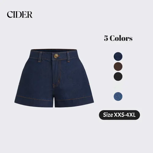 Cider Women's Cider Denim Mid-Rise Micro Jean Shorts, Basic Bottoms Jean Shorts For Women