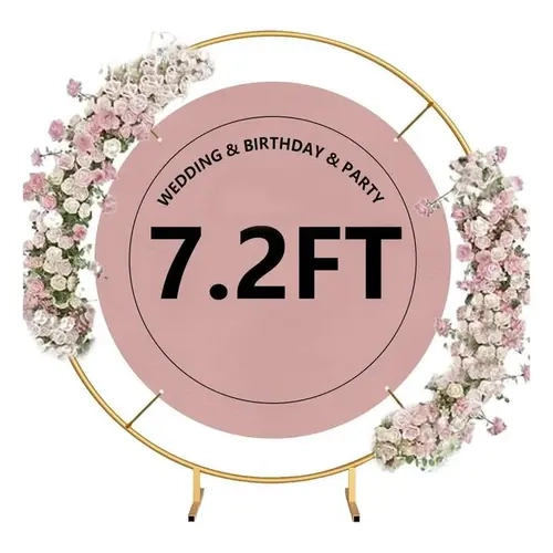 Smooth Gold Metal Pipe Circle Backdrop Stand Arch Stand Kit - Stable Tilted Base, Wind-Resistant Floral Accessories, Easy Install Frame for Baby Shower, Christmas Decorations & Photo Backdrop