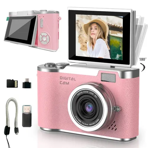Flip screen Retro camera, pocket camera, portable beginner camera for teenager, entry level digital camera with filter effects, video recording  perfect gift for Christmas Day, Thanksgiving, and New Year