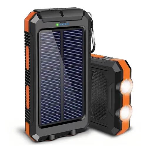 Solar Charging Power Bank with Flashlights, Dual USB Output Port Multicharger Power Bank, Portable Wireless Car Charger, Solar Power Bank Charger for iPhone, Travel Gadgets, Electronics Accessories sohochic