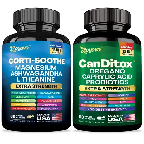 Brain & Belly Bundle - Zoyava Cortisol Balance and Candida Cleanse All-in-One Supplement - Gut & Brain Health Support - MADE IN USA