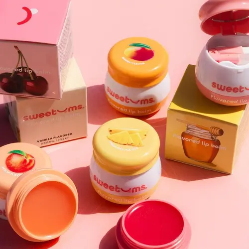 Sweetums Flavored Lip Balm Bundle 7 Smooth & Hydrating Vegan Lip Balms with Mirror & Applicator - Vanilla Honey Cherry Pineapple Peach Mango Sweet Rose Flavors - Cruelty-Free No Parabens Lip Balms with Jojoba Oil Multi Flavor Lip Balm Pack Buy 4 Get 3 Lip