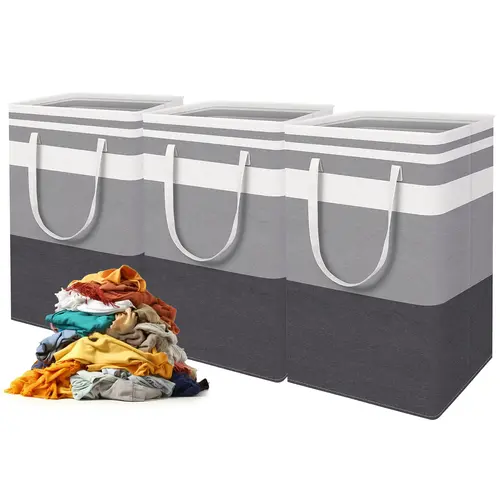 3PCS Large Rectangular 75L Waterproof Freestanding Collapsible No-Linen Laundry Baskets with Easy-Carry Handles, Spill-Safe Minimalist Home Supplies for Bedroom, Office, Mother's Day Gift