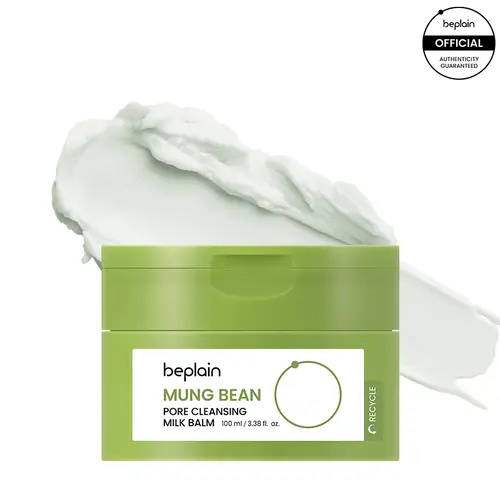 Beplain Mung Bean Cleansing Balm - Balm-to-Milk Deep Pore Facial Cleanser, 100ml, Gentle for Adults, Fragrance-Free, Allergy-Free, Brightening, Facial Cleansing with Moisture, Anti-Acne, Blackhead Removal, Single Item