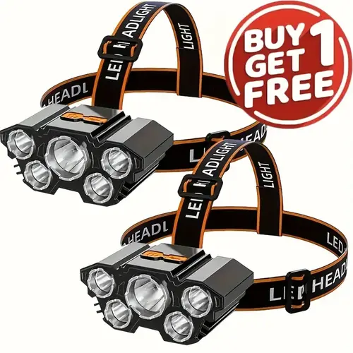 2 Pack Led Headlamp, Usb Rechargeable Waterproof Headlamp for Exploration, Outdoor Camping Supplies, Camping, Camping Essentials,Outdoor Headlight