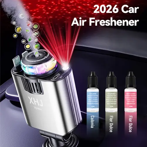 66W 12-24V Multifunctional Car Charger-Aroma Diffuser with Starry Sky Ceiling Light, Retractable Cable, 3 Fragrance Options, User-Friendly Design, Aromatic Citrusy Scent, Cotton Swab Set, Atomizer x1, Christmas Gifts, Car Interior Accessories