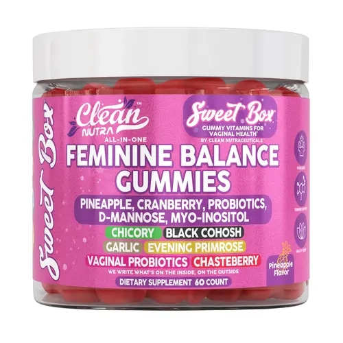 Clean Nutra Pineapple, Cranberry, D-Mannose, Myo-Inositol Probiotics Hormone & Urinary Tract Support for Women's Wellness - Sweet Box