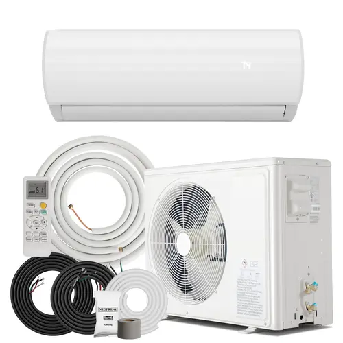 MANASTIN 12000BTU Inverter Split-Type Aircon (Split Type AC) - 19 SEER2 230V Plug Energy Saver, Cooling Heating Heat Pump, Cools 750 Sq. Ft Rooms, Complete White Home Comfort Kit, 30x10x8.5ft Metal UV-Blocking Cover (Eases Sun Glare, 2 Zip Doors)