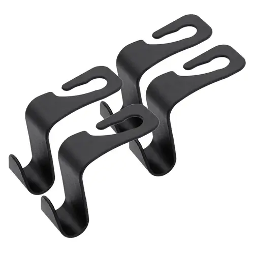 4-Pack Plastic Car Seat Headrest Hooks - Car Seat Organizer with 360° Rotation, Skin-Safe Smooth Pad, 50lb Load Capacity for Groceries, Handbags
