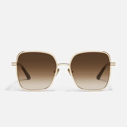 QUAY-5TH AVE - Gold Metal Sunglasses Stylish Shades Fashionable Frames Sunglasses Trendy Frames Sunglasses