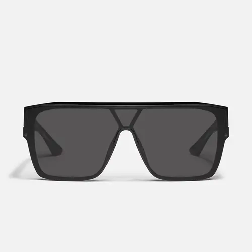 QUAY - TEMPO Oversized Shield Sunglasses Modern Cool Beveled Brow Frame with Universal Nose Pads Adjustable Sunglasses for Women