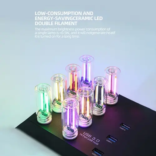 USB-Powered Multicolor Dimmable Touch LED Car Decorative Light - 5V Power, 66mm Size, 0-100mA Current, Brightness Control, Adjustable Atmosphere, Dual Filament Design, Multifunctional Ambient Lights, USB Port, Car Use, Gifts