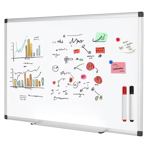 Sweetcrispy Wall-Mounted Magnetic Dry Erase Board Set with Silver Reinforced Aluminum Frame, Coating Materials, Smooth Surface, Mounting Kit, 1 Eraser, 2 Dry Erase Markers, 4 Magnetic Pins for Office Writing & Presentations