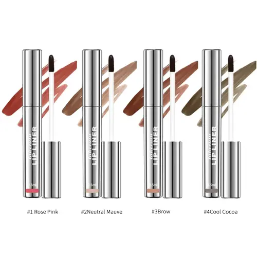 4-Count/1 Set Color Lip Pencil Peel Off Matte Lipliner Pencils - Long-Lasting Semi-Permanent Liquid Lip Stain, Nude Cosmetic Makeup for Adults, All Skin Types, Cool Cocoa, 12 Months Duration (Mother's Day Gift)