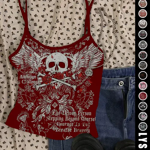 Halloween Skull Skeleton Eagle Print Crop Top, Slim-Fitting Casual Cami for Festivals and Parties, Women's Fashion Summer Backless Vest