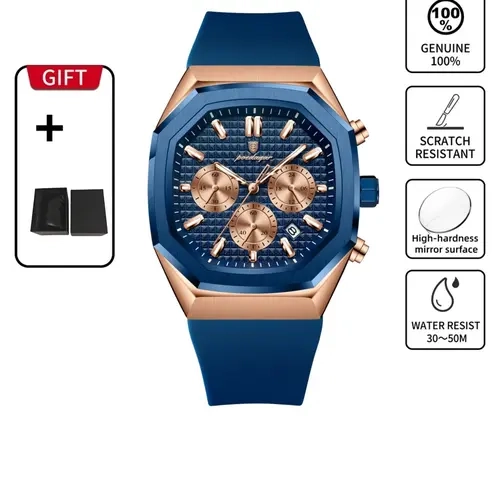 Men's Oval-Dial Analog Quartz Watch with Silicone Strap, Business-Casual Wristwatch with Gift Box, Fashionable Party Watch, Suitable for Daily Wear and Parties, High Quality Watch, Analog Watches